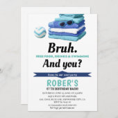 BRUH Boys Blue Pool Party Geburtstag Einladung (Vorne/Hinten)