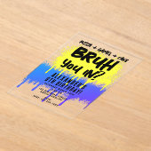 Bruh Boys Geburtstag Neon Graffiti Yellow Blue Acryleinladungen (Ablage )
