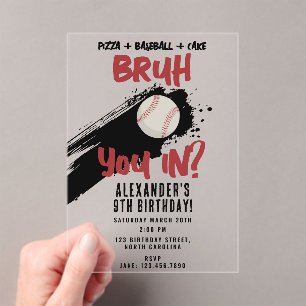 Bruh Boys Geburtstags-Teensport Baseballspiel Acryleinladungen