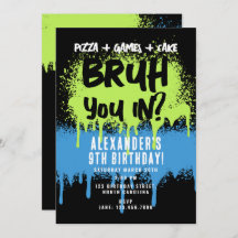 Bruh Boys Geburtstagsparty Neon Graffiti Green Blu