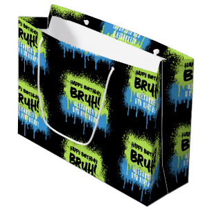 Bruh Boys Geburtstagsparty Neon Graffiti Green Blu Große Geschenktüte