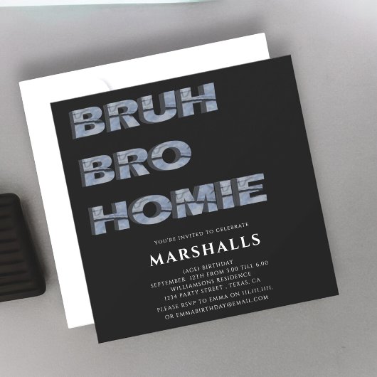 bruh bro homie 3D typografie Einladung