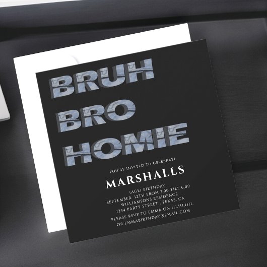 bruh bro homie 3D typografie Einladung