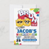 Bruh Building Block Birthday Invitation Einladung (Vorderseite)