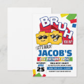 Bruh Building Block Birthday Invitation Einladung (Vorne/Hinten)