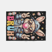 Bruh Bunny Blowing Bubble Gum Happy Easter Day Boy Fleecedecke (Vorderseite (Horizontal))