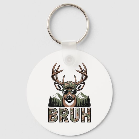 Bruh Camo Deer Hunting Camouflage Elk Buck Funny Y Schlüsselanhänger (Vorderseite)