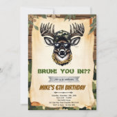 Bruh camo deer hunting party invitation einladung (Vorderseite)