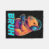 Bruh Capybara Funny Video Games Capybaras Fleecedecke (Vorderseite (Horizontal))