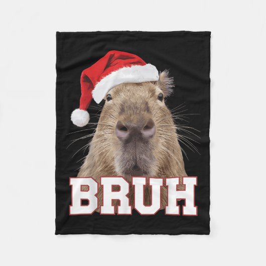 Bruh Capybara Funny Weihnachtsmannmütze Weihnachts Fleecedecke (Vorderseite)