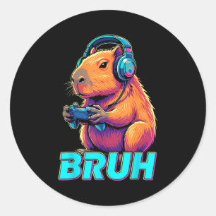 Bruh Capybara Lustige Videospiele Capybaras Runder Aufkleber
