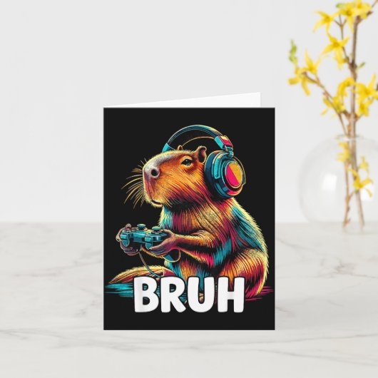 Bruh Capybaras Funny Video Games Capybara  Karte (Gelbe Blume)