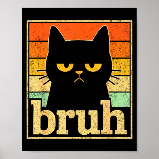 Bruh Cat Meme Graphic – Funny Cat Retro Meme For T Poster (Vorne)