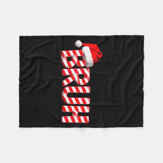 Bruh Christmas Candy Cane For Teen Boys Funny Xmas Fleecedecke (Vorderseite (Horizontal))