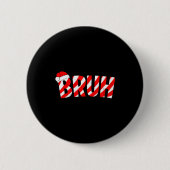 Bruh Christmas Candy Cane Santa Hat Xmas Slang Mem Button (Vorderseite)
