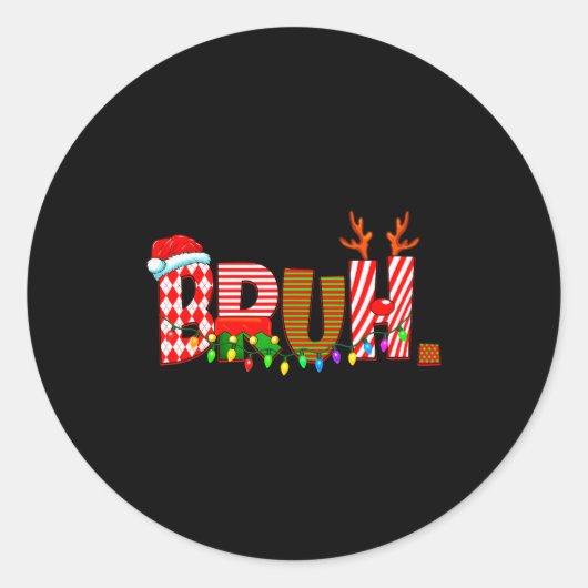 Bruh Christmas Costume Xmas Elf Santa Rudolph Pjs  Runder Aufkleber (Vorderseite)