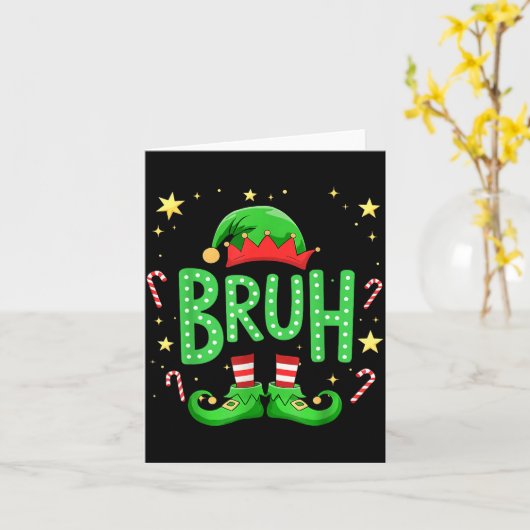 Bruh Christmas Elf Funny Xmas Kids Boys Christmas  Karte (Gelbe Blume)