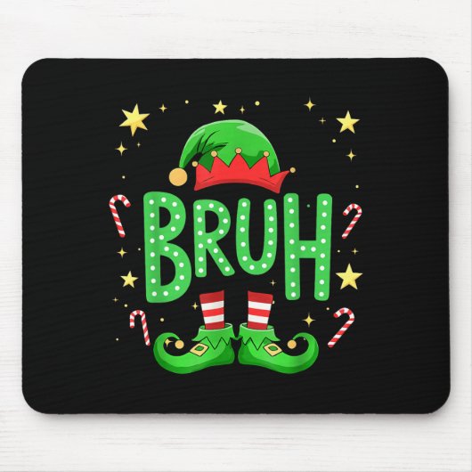 Bruh Christmas Elf Funny Xmas Kids Boys Christmas Mousepad (Vorne)