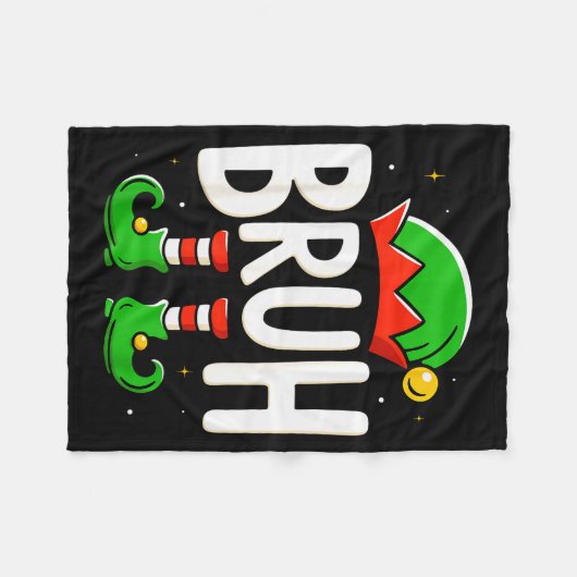 Bruh Christmas Elf Pajamas For Mens Kids Teen Boys Fleecedecke (Vorderseite (Horizontal))