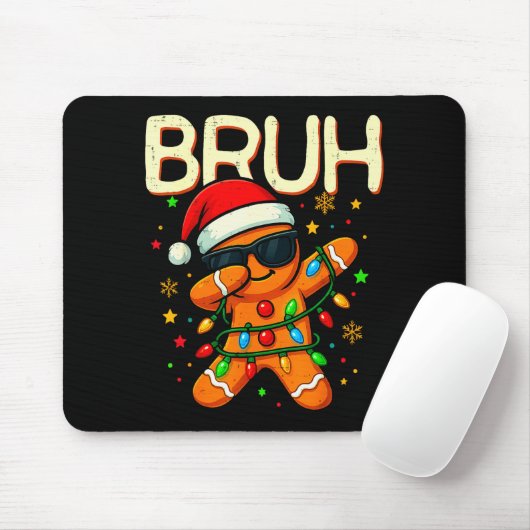 Bruh Christmas Gingerbread Man Funny Teens Boys Ki Mousepad (Mit Mouse)