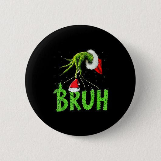 Bruh Christmas Kids Teens Boys Funny Christmas Hum Button (Vorderseite)
