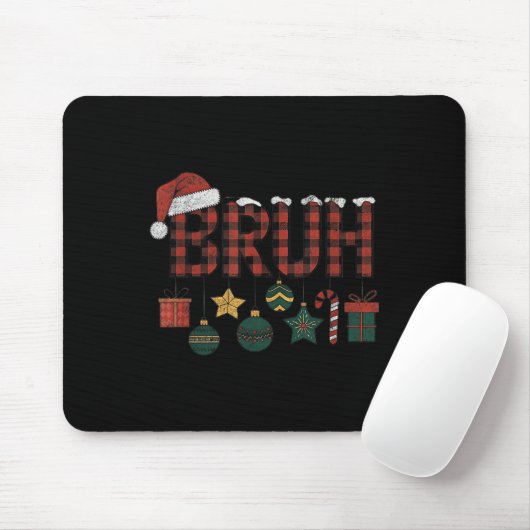 Bruh Christmas Red Kariert Teens Boys Kids Xmas Pa Mousepad (Mit Mouse)