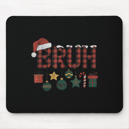 Bruh Christmas Red Kariert Teens Boys Kids Xmas Pa Mousepad (Vorne)