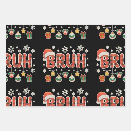 Bruh Christmas Red Kariert Xmas Matching Family Geschenkpapier Set (Vorderseite)