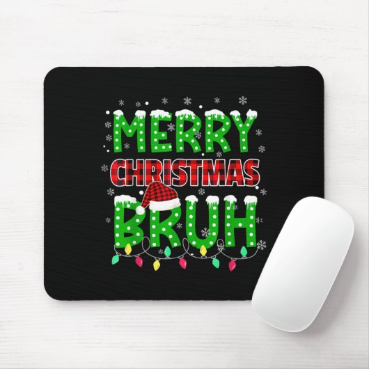 Bruh Christmas Red Plaid  Mousepad (Mit Mouse)