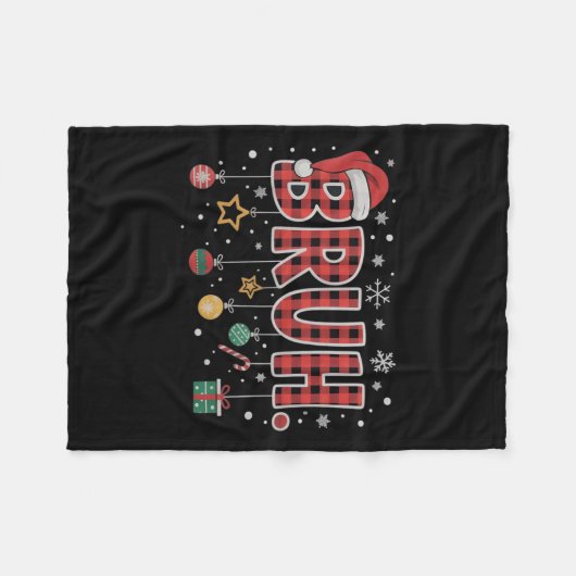 Bruh Christmas Red Plaid Teens Boys Kids Xmas Paja Fleecedecke (Vorderseite (Horizontal))