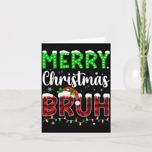 Bruh Christmas Red Plaid Teens Boys Kids Xmas Paja Karte (Vorderseite)
