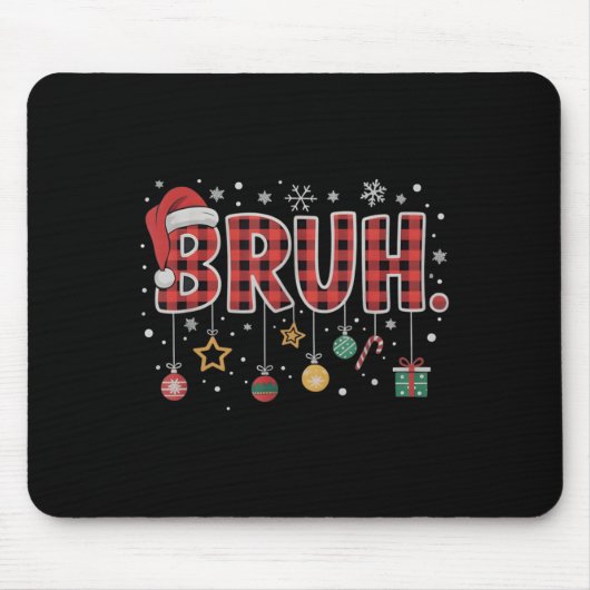 Bruh Christmas Red Plaid Teens Boys Kids Xmas Paja Mousepad (Vorne)