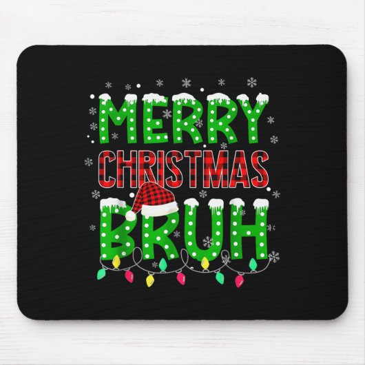 Bruh Christmas Red Plaid Teens Boys Kids Xmas Paja Mousepad (Vorne)