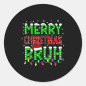Bruh Christmas Red Plaid Teens Boys Kids Xmas Paja Runder Aufkleber (Vorderseite)