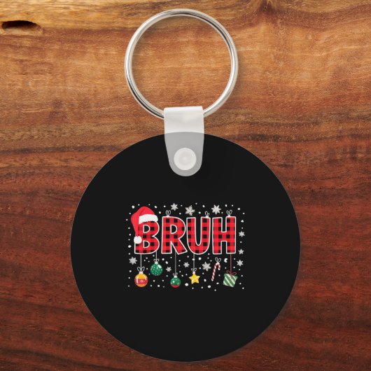 Bruh Christmas Red Plaid Teens Boys Kids Xmas Paja Schlüsselanhänger (Vorderseite)