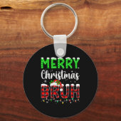 Bruh Christmas Red Plaid Teens Boys Kids Xmas Paja Schlüsselanhänger (Vorderseite)
