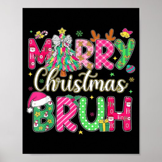Bruh Christmas Shirt Kids Xmas Men Teen Boys Funny Poster (Vorne)