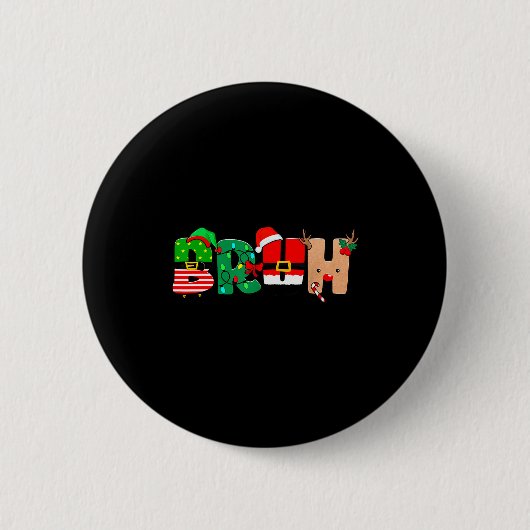 Bruh Christmas Tree Xmas Elf Santa Rudolph Pajamas Button (Vorderseite)