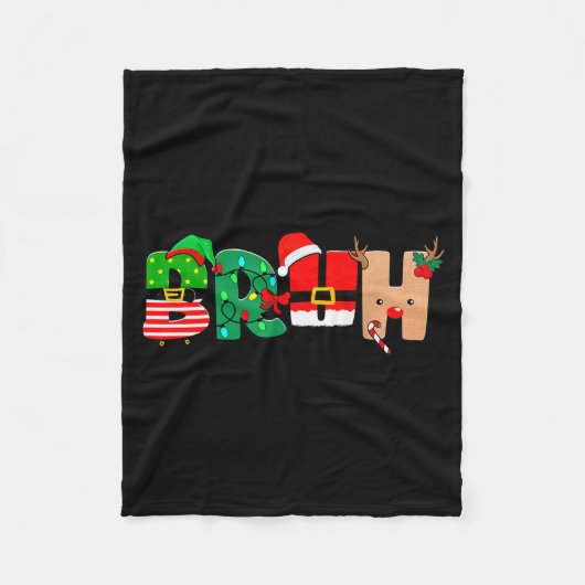 Bruh Christmas Tree Xmas Elf Santa Rudolph Pajamas Fleecedecke (Vorderseite)