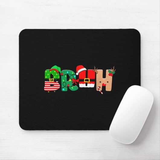 Bruh Christmas Tree Xmas Elf Santa Rudolph Pajamas Mousepad (Mit Mouse)