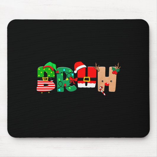 Bruh Christmas Tree Xmas Elf Santa Rudolph Pajamas Mousepad (Vorne)