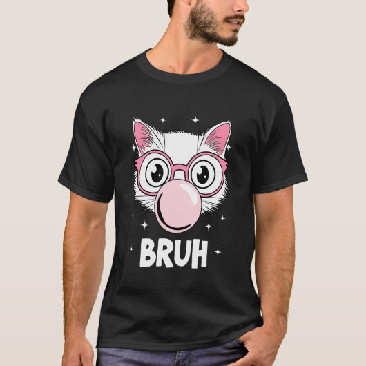 Bruh Cool Cat Kaugummi T-Shirt (Vorderseite)