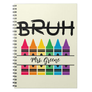 Bruh Crayons Personalisiert Teacher Notebook Notizblock