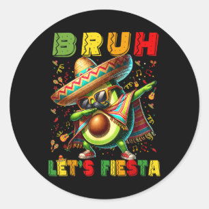 Bruh Dab Avocado Poncho Lasse Fiesta Kids Boys Cin Runder Aufkleber