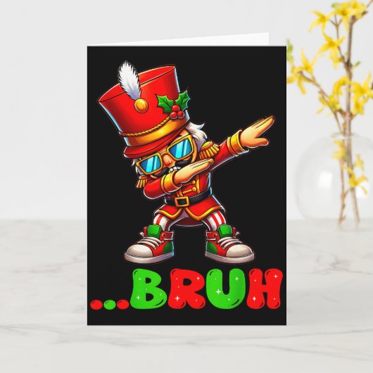 Bruh Dab Nutcracker Funny Kids Boys Mens Christmas Karte (Gelbe Blume)