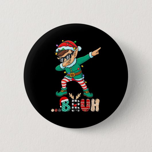 Bruh Dabbing Elf Funny Kids Boys Mens Christmas Ma Button (Vorderseite)