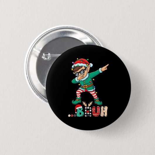 Bruh Dabbing Elf Funny Kids Boys Mens Christmas Ma Button (Vorne & Hinten)