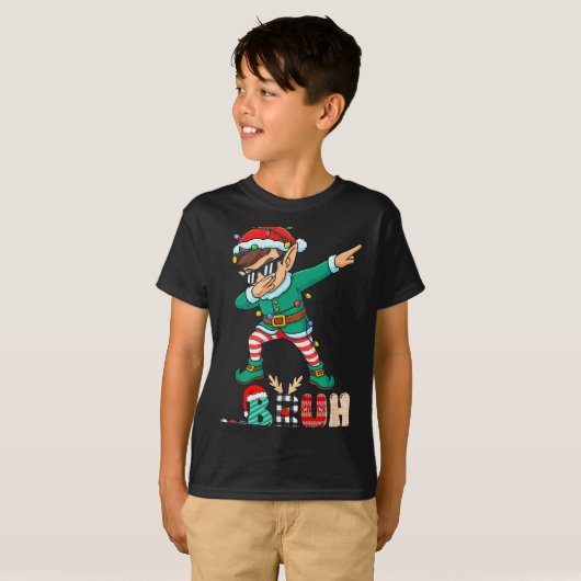 Bruh Dabbing Elf Funny Kids Boys Mens Christmas Ma T-Shirt (Vorne ganz)
