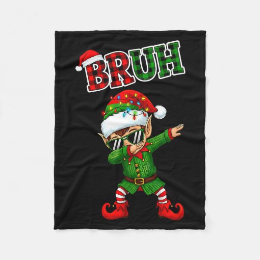 Bruh Dabbing Elf Funny Kids Years Pajamas Christma Fleecedecke (Vorderseite)
