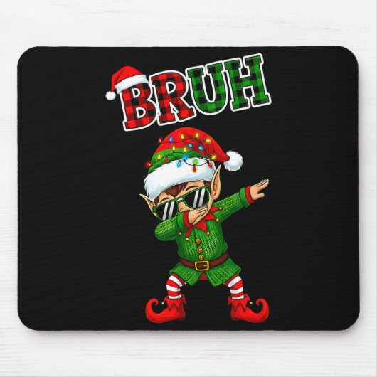 Bruh Dabbing Elf Funny Kids Years Pajamas Christma Mousepad (Vorne)
